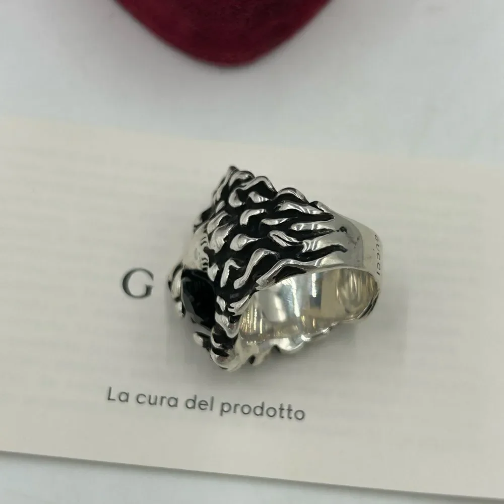 Women’s Gucci Lionhead, motif sterling silver ring size 8–8.5 made in Italy